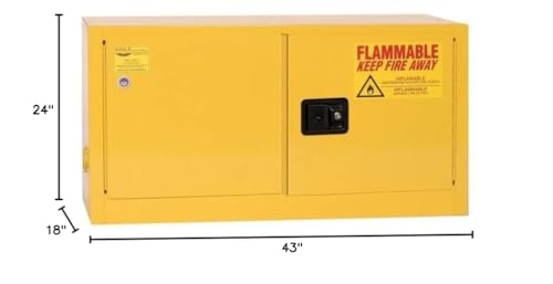 Flammable Liquid Cabinet, 15 Gallon, 1 Shelf, 2 Door, Self Close, ADD-On, Yellow - ADD14X