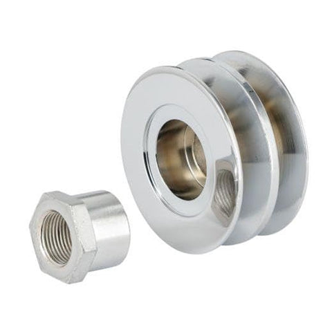 202 Powermaster 2V Chrome Pulley (3/8" W X 2.33" OD with Step Nut), 1 Pack