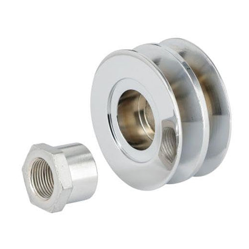 202 Powermaster 2V Chrome Pulley (3/8" W X 2.33" OD with Step Nut), 1 Pack