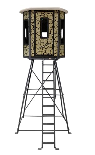 Bull XL Muddy Box Blind w/Elite 10' Tower, Steel Wall Construction, Cracked Mud Camo