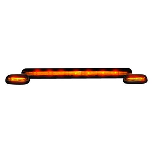 RECON TRUCK ACCESSORIES Roof Lights REC264156AM Amber Lens Black Bases Amber LED for 2007-2013 Silverado & Sierra 2500, 3500-3 Piece