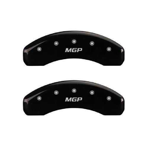 MGP 25049RMGPBK Caliper Covers Engraved Rear Caliper Cover with Black Powder Coat Finish and Silver Characters, (Set of 2)