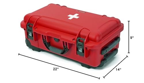 Wheeled NANUK 935 Waterproof First Aid Box Empty – Durable, Medical First Aid Organizer Case, IP67-Rated, Dustproof, Impact-Resistant, and Floats (22” x 14” x 9”) – Red
