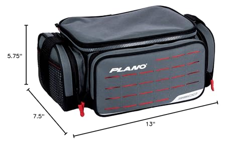 Plano 3500 Weekend Series Tackle Case, Gray Fabric, Includes 2 Stowaway Storage Boxes, Small Soft Fishing Tackle Bag for Baits & Lures, MOLLE Attachments, Charcoal