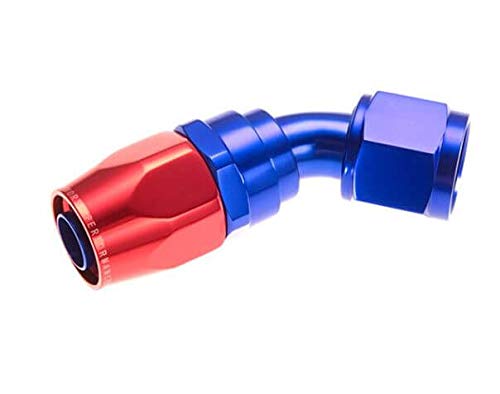 Performance Red Horse 1045-20-1-20 An 45 Degree Aluminum Hose End-Red/Blue