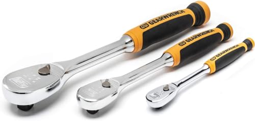GEARWRENCH 90 Tooth Cushion Grip 3 Pc. Ratchet Set - 81207T, Multi 1/4", 3/8" & 1/2" Drive