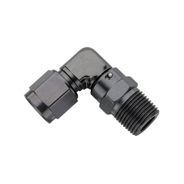 3/8 NPT - 90 Degree - Black Fragola -6AN Female Swivel To