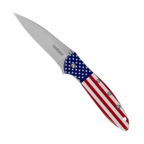 Kershaw Folding Pocket Knife Leek, 3" Sandvik 14C28N Blade, Aluminum Handle, Slim and Versatile Tool, Made in the USA