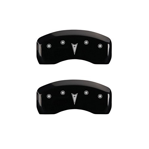 Caliper Covers MGP 18029SPONBK (Black Powder Coat Finish, Engraved Front: Pontiac - Engraved Rear: Arrow, Silver Characters, Set of 4)