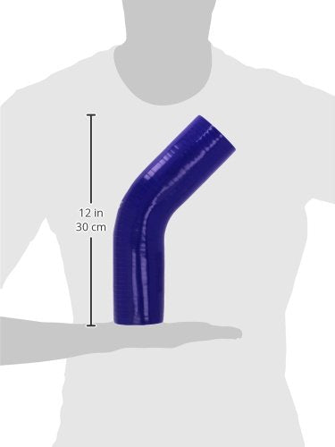 HPS Silicone High Temperature HTSEC45-256-BLUE 4-ply Reinforced 45 degree Elbow Coupler Hose, 55 PSI Maximum Pressure, 4" Leg Length on each side, 2-5/9" ID, Blue
