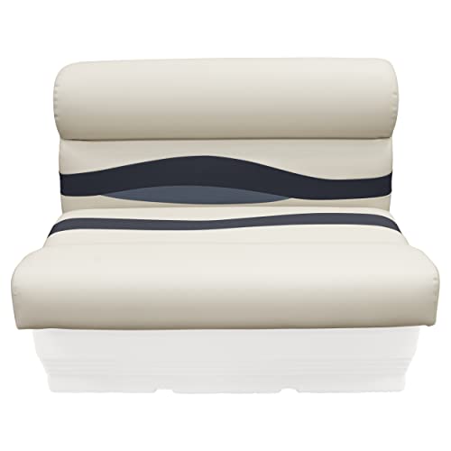 Wise Premier Series BM1144-986 Pontoon 36" Bench Seat Cushion Set, Platinum/Spectra Navy/Cobalt
