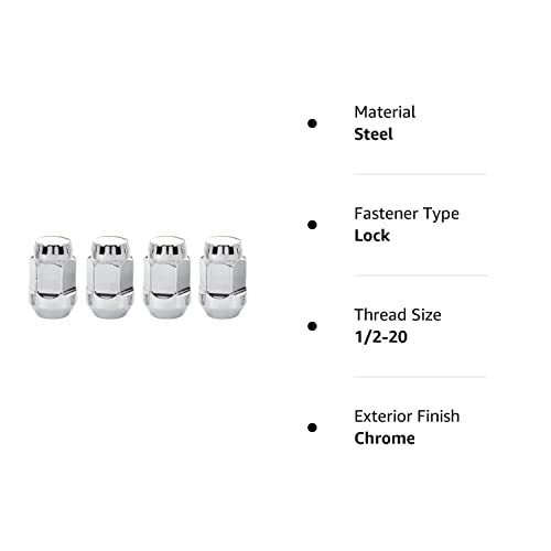 MCGARD Chrome Bulge 64010 Cone Seat Style Lug Nuts (1/2" - 20 Thread Size) - Set of 4