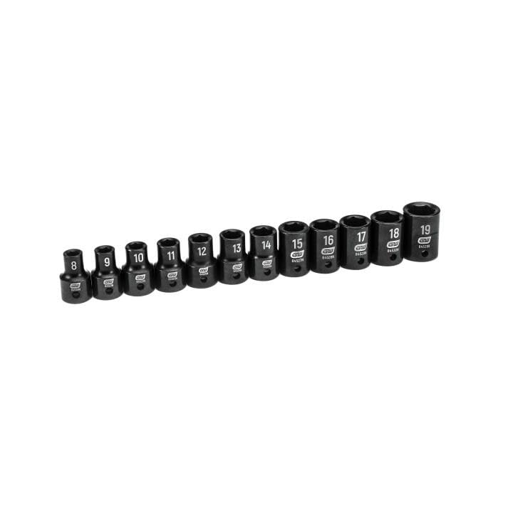 12 Pc. GEARWRENCH 1/2" Drive 6 Pt. Standard Impact Socket Set, SAE - 84931N