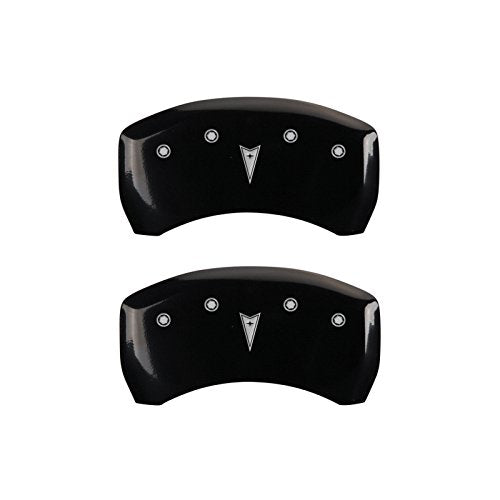 Caliper Covers MGP 18030SPONBK (Black Powder Coat Finish, Engraved Front: Pontiac - Engraved Rear: Arrow, Silver Characters, Set of 4)