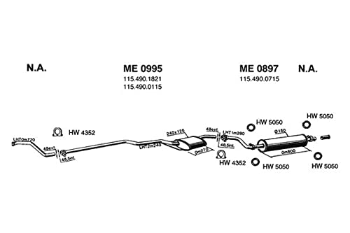 Rear Ansa ME0897 Exhaust Muffler
