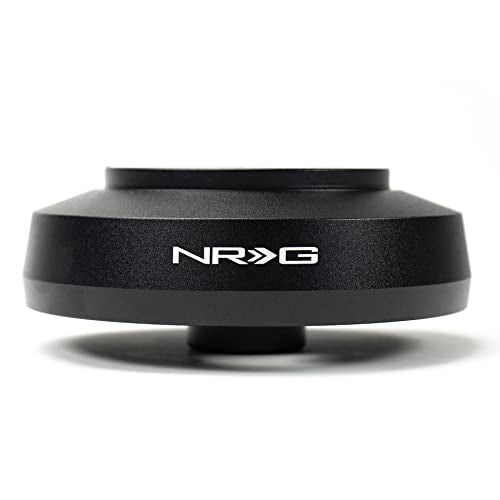 NRG Innovations Short Hub Racing Style Steering Wheel, Lockable Aluminum Steering Shaft, 6x70mm Bolt Pattern Quick Release Adapter Unit, Compatible With 08-09 Pontiac G8, Black, NRG-SRK-PG8H