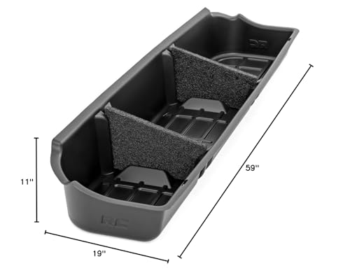 Under Seat Storage Rough Country for Ford F-150 (2009-2014) CrewCab - Custom-Fit, Durable, Anti-Skid Thermoplastic Under Seat Storage Compartment