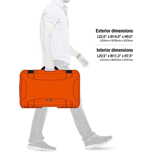 Waterproof Nanuk 935 Hard Case with Lid Organizer and Foam Insert for Canon, Nikon - 2 DSLR Body and Lens/Lenses - Orange