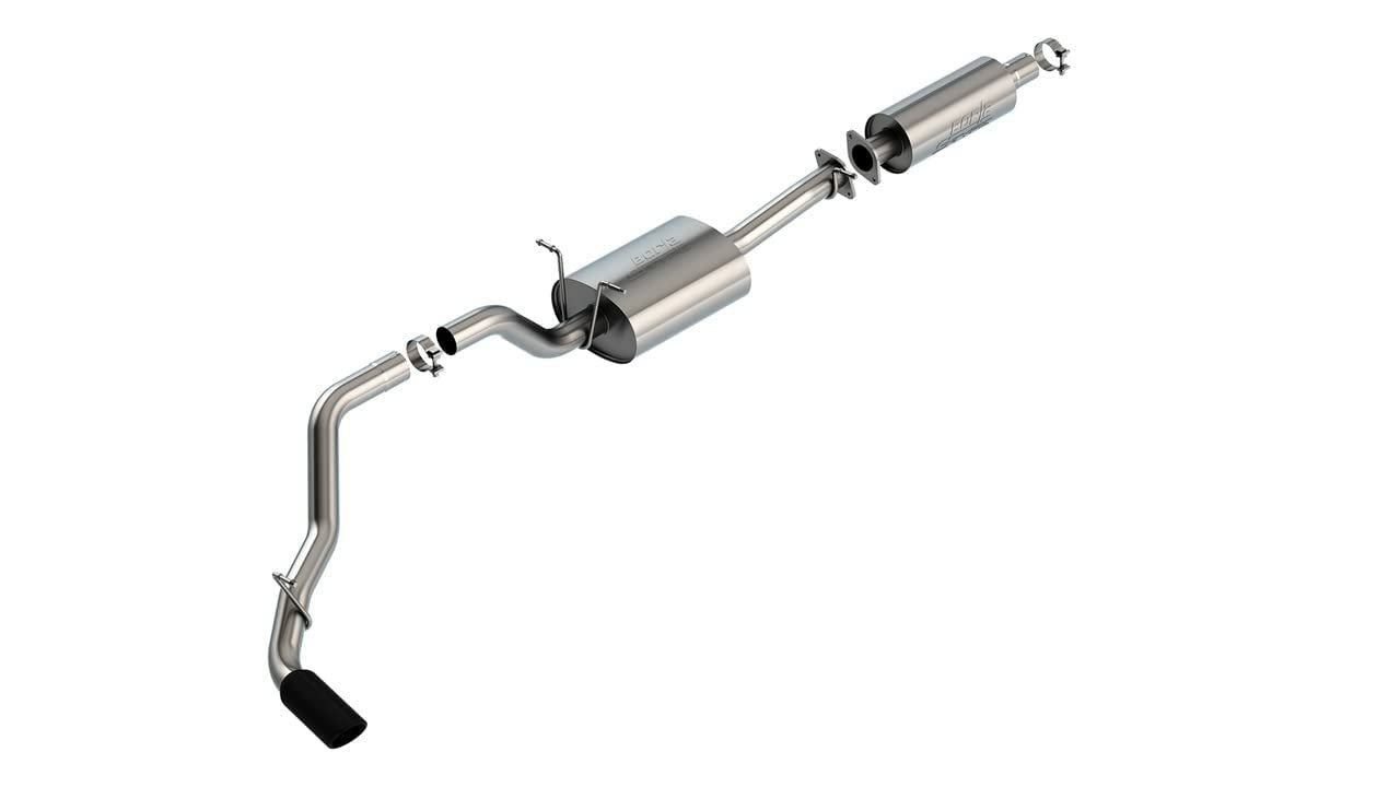 BORLA Cat-Back Exhaust 140860BC for '19-'24 Ram 1500 3.6L AT 2&4WD Ext. Cab (6' 4") Bed/Crew Cab (5' 7") Bed/Crew Cab (6' 4") Bed O.E. Single Exhaust. "Under Bumper" Exit. Incl. Rebel. EXC Ram Classic