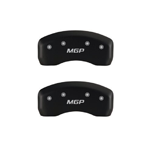 MGP 'MGP' Engraved Caliper Covers 16223SMGPMB with Matte Black Powder Coat Finish and Silver Characters, (Set of 4)
