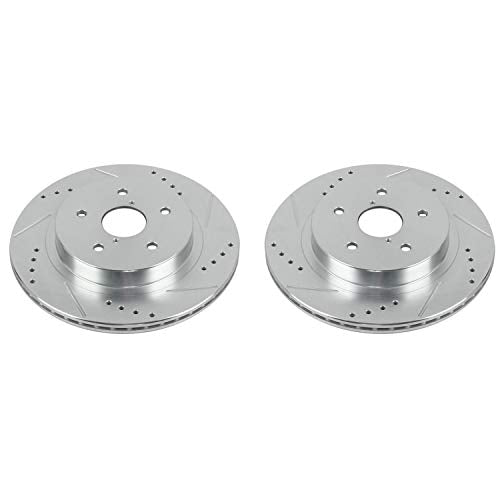 Power Stop Rear JBR1718XPR Evolution Performance Drilled, Slotted & Plated Brake Rotor Pair For Subaru Legacy 2015-2022, Subaru Outback 2015-2019, Subaru WRX 2016-2020 [Model Specific]