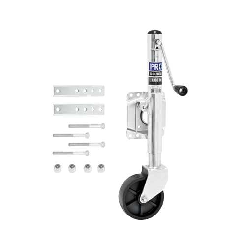 REESE Pro Series Utility Trailer Jack EJ10000101, Side Mount, 1,000 lbs. Lift Capacity, Sidewind, Bolt-On, 10 Inch Travel