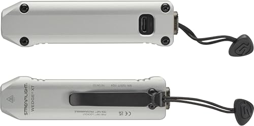 Wedge XT Streamlight 500-Lumen 1,900-Candela Flat Everyday Carry Flashlight, Includes USB-Cable and Pocket Lanyard, Silver