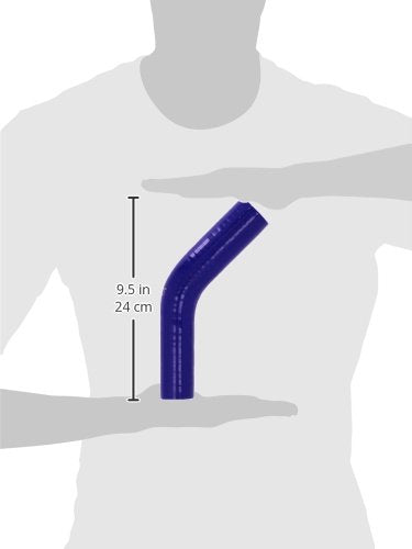 HPS Silicone High Temperature HTSER45-112-125-BLUE 4-ply Reinforced 45 degree Elbow Reducer Coupler Hose, 75 PSI Maximum Pressure, 4" Leg Length on each side, 1.12" > 1-1/4" ID, Blue