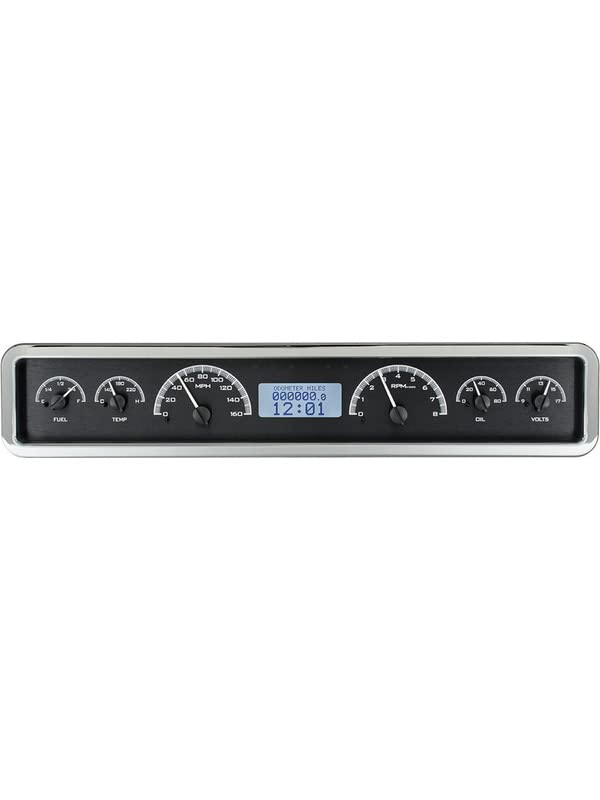 Dakota Digital 3.75x19.5 Universal Analog Dash Gauge System, Black Alloy Style, White Backlighting - VHX-1023-K-W