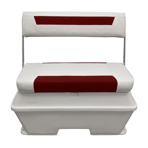 DLX156-1906 Wise DLX Pontoon Series 70 Quart Swingback Cooler Seat - White/Crimson Red
