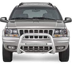 MAX Black Horse Beacon Bull Bar No Skid Plate Stainless Steel Compatible with 1999-2004 Jeep Grand Cherokee-MAB-JEB4001S