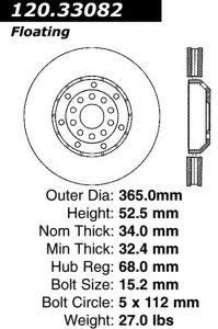 120.33082 Centric Premium Brake Rotor