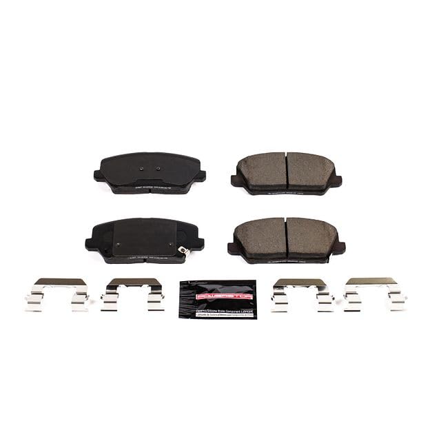 Power Stop Z23-1827 Z23 Evolution Sport Carbon Fiber Infused Ceramic Brake Pads with Hardware For Hyundai Veloster 2016-2017, Kia Forte5 2017-2018 [Model Specific]
