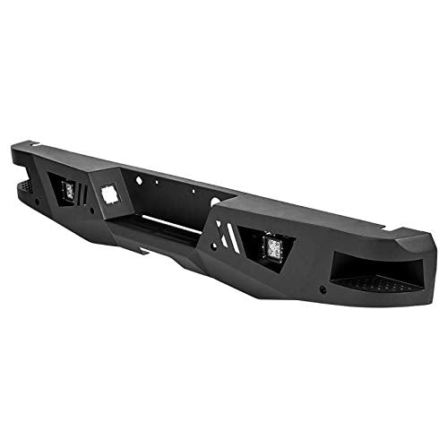 Heavy Duty Black Horse Armour Rear Bumper Matte Black Includes 1 Set of 4in Cube Lights Compatible with 2015-2022 Chevrolet Colorado (Excludes ZR2 Model)|2015-2022 GMC Canyon (Excludes ZR2 Model)