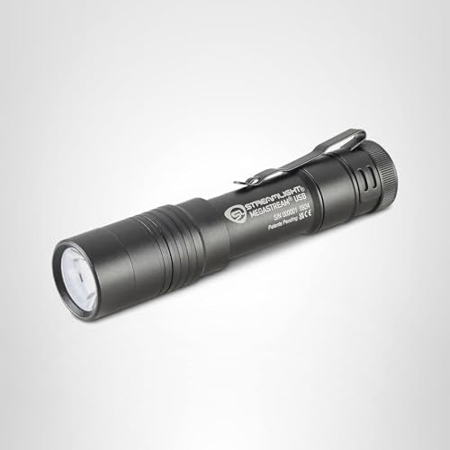 MegaStream Streamlight 66210 USB 1800-Lumen 26000-Candela Rechargeable EDC Flashlight Includes Rechargeable Battery, USB-C Cable, and Holster, Black