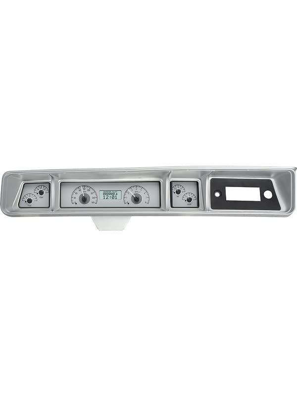 66 Chevy Impala Dakota Digital Analog Dash Gauges Silver Alloy White VHX-66C-IMP-S-W