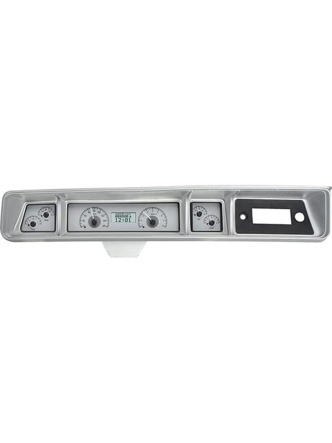 66 Chevy Impala Dakota Digital Analog Dash Gauges Silver Alloy White VHX-66C-IMP-S-W