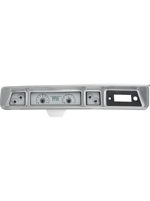 66 Chevy Impala Dakota Digital Analog Dash Gauges Silver Alloy White VHX-66C-IMP-S-W