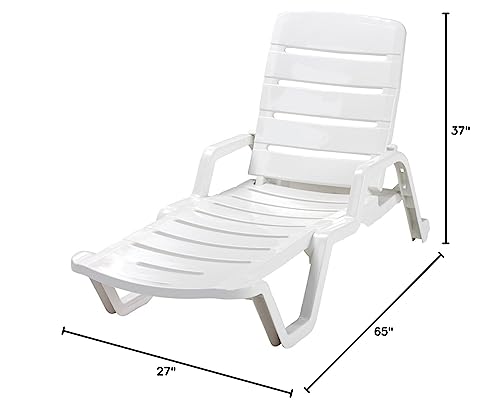 Size Adams White Chaise Lounge 65" L X 27" W X 36.75" H