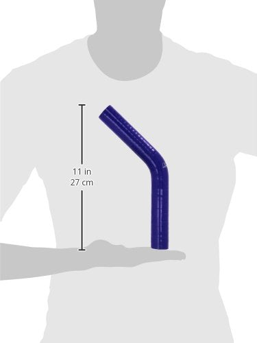 HPS Silicone High Temperature 4-ply Reinforced 45 degree Elbow Coupler Hose HTSEC45-087-BLUE, 100 PSI Maximum Pressure, 4" Leg Length on each side, 7/8" ID, Blue