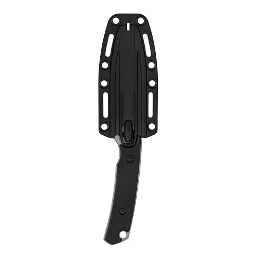 Kershaw Fixed Blade Knife Steppe, Black and Gray Design, 3.55 Inch Steel Drop Point Blade, Full Tang Design, EDC, Nylon Sheath and Belt Clip, Everyday Carry Knife for Men and Women