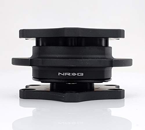 NRG Innovations SFI 42.1 Spec NRG-SRK-R200BK-MB D shaped Steering Wheel Quick Release Short Hub Adapter, 6x70mm Bolt Pattern Matte Black Body/Matte Black Ring