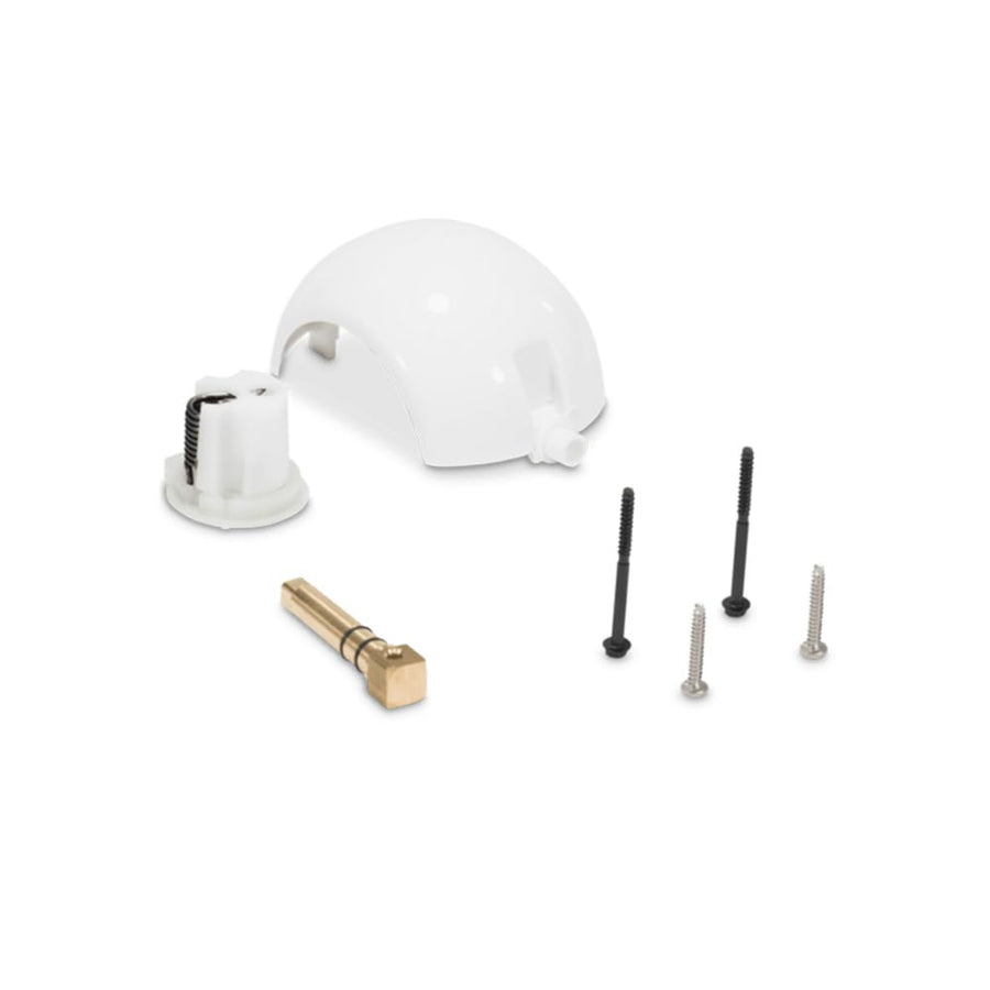 Dometic RV Toilet Flush Ball & Shaft Kit 385318162 | Brass with White Caps | Fits Sealand and Dometic Toilets | Includes Ball Rotor Shaft, Half Ball, 2 Screws, and Cartridge
