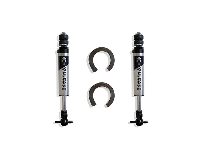 Part# 872460V MAX TRAC SUSPENSION'S is A Pair of 2.0" Front Lift Coil SPACERS W/Vulcan Series Front Shocks Made from Forged Aluminum & Anodized Grey