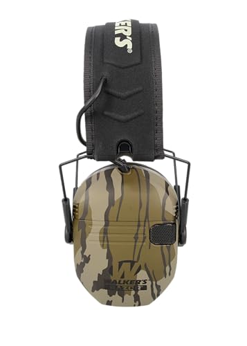 Walker's Razor Slim Ultra Low Profile Compact Design Adjustable Hearing Protection Range Shooting Hunting Electronic Earmuffs, Mossy Oak Bottomlands