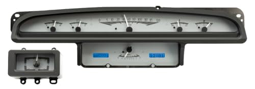 Dakota Digital VHX-70F-TOR-S-B Analog Dash Gauge System with Compatible 1970-71 Ford Torino, Fairlane and Ranchero, Silver Alloy Style, Blue Backlighting