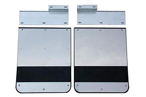 Mud Flap Set Go Industries Inc. S726SET, with Flaps, Brackets, Stainless Stiffeners, and Stainless Weights, for Select Ford Dually Trucks