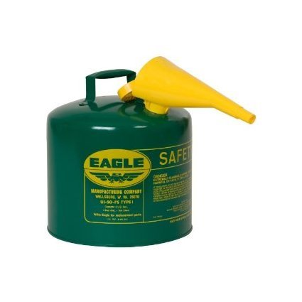 Type I 5 Gallon Safety Can, Green with Funnel - No. UI-50-FSG