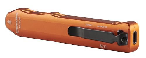 Wedge Streamlight 1,000-Lumen Max 300-Lumen Standard 1,200-Candela Flat Everyday Carry Flashlight, Includes USB-C Cable and Lanyard, Orange