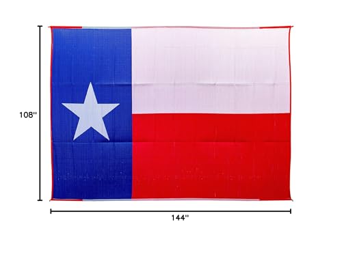 Camco Reversible Large Outdoor Patio Mat - Easy to Clean, Perfect for Picnics, Cookouts, Camping, and The Beach (9' x 12', Texas Flag Design) (42860)